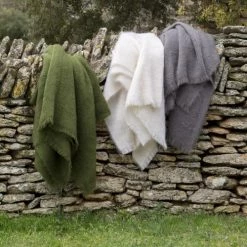 Brun De Vian-Tiran Plaids Plaid Doux Vaporeux En Laine Vert Kaki