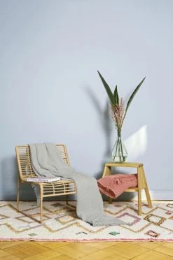 Magma Plaids Plaid En 100% Coton Lavé à Franges Nouées Taupe 170 X 130