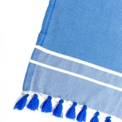 Febronie Plaids Plaid En Coton 130x170 Bleu Grec -Plaids Soldes plaid en coton 130x170 bleu grec 2