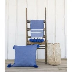 Febronie Plaids Plaid En Coton 130x170 Bleu Grec