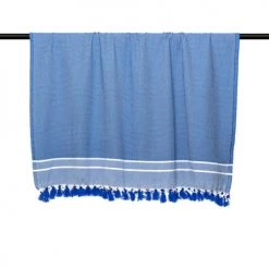 Febronie Plaids Plaid En Coton 130x170 Bleu Grec -Plaids Soldes plaid en coton 130x170 bleu grec 3