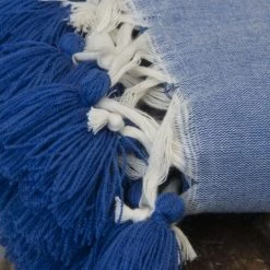 Febronie Plaids Plaid En Coton 130x170 Bleu Grec -Plaids Soldes plaid en coton 130x170 bleu grec 4