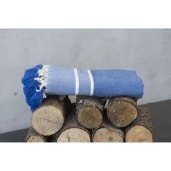 Febronie Plaids Plaid En Coton 130x170 Bleu Grec -Plaids Soldes plaid en coton 130x170 bleu grec 5