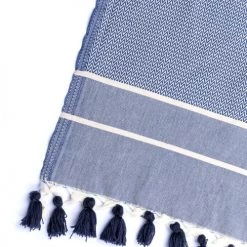 Febronie Plaids Plaid En Coton 130x170 Bleu Marine -Plaids Soldes plaid en coton 130x170 bleu marine 2