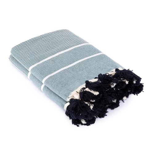 Febronie Plaids Plaid En Coton 130x170 Bleu Pétrole 4 Febronie Plaids Plaid En Coton 130x170 Bleu Pétrole – Image 2