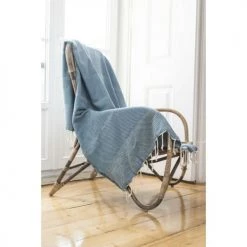 Febronie Plaids Plaid En Coton 130x170 Bleu Pétrole