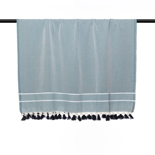 Febronie Plaids Plaid En Coton 130x170 Bleu Pétrole 6 Febronie Plaids Plaid En Coton 130x170 Bleu Pétrole – Image 4