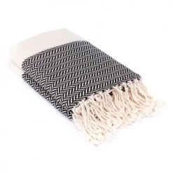 Febronie Plaids Plaid En Coton 130x170 Ecru Et Noir -Plaids Soldes plaid en coton 130x170 ecru et noir 1