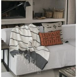 Febronie Plaids Plaid En Coton 130x170 Ecru Et Noir -Plaids Soldes plaid en coton 130x170 ecru et noir 4