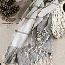 Febronie Plaids Plaid En Coton 130x170 Ecru Et Taupe -Plaids Soldes plaid en coton 130x170 ecru et taupe 5