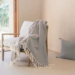 Febronie Plaids Plaid En Coton 130x170 Gris Moyen
