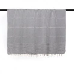 Febronie Plaids Plaid En Coton 130x170 Gris Moyen -Plaids Soldes plaid en coton 130x170 gris moyen 9