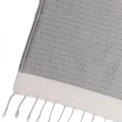 Febronie Plaids Plaid En Coton 130x170 Gris Moyen Et écru -Plaids Soldes plaid en coton 130x170 gris moyen et ecru 2