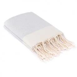 Febronie Plaids Plaid En Coton 130x170 Gris Perle Et écru -Plaids Soldes plaid en coton 130x170 gris perle et ecru 1