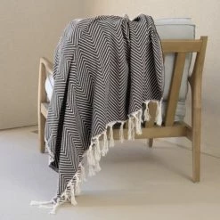 Febronie Plaids Plaid En Coton 130x170 Noir