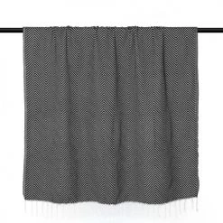 Febronie Plaids Plaid En Coton 130x170 Noir -Plaids Soldes plaid en coton 130x170 noir 3