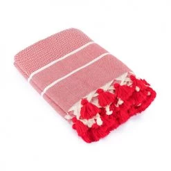 Febronie Plaids Plaid En Coton 130x170 Rouge -Plaids Soldes plaid en coton 130x170 rouge 7