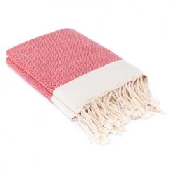 Febronie Plaids Plaid En Coton 130x170 Rouge Et écru -Plaids Soldes plaid en coton 130x170 rouge et ecru 1