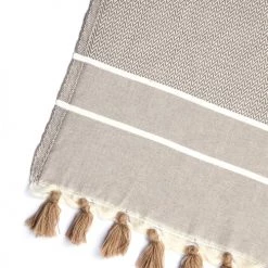 Febronie Plaids Plaid En Coton 130x170 Taupe -Plaids Soldes plaid en coton 130x170 taupe 8