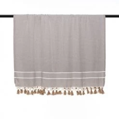 Febronie Plaids Plaid En Coton 130x170 Taupe -Plaids Soldes plaid en coton 130x170 taupe 9