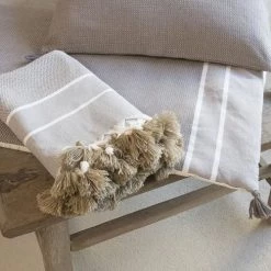 Febronie Plaids Plaid En Coton 130x170 Taupe Clair -Plaids Soldes plaid en coton 130x170 taupe clair 4