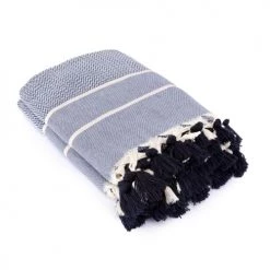 Febronie Plaids Plaid En Coton 160x250 Bleu Marine -Plaids Soldes plaid en coton 160x250 bleu marine 1