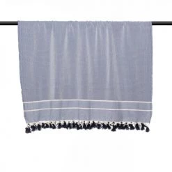 Febronie Plaids Plaid En Coton 160x250 Bleu Marine -Plaids Soldes plaid en coton 160x250 bleu marine 3