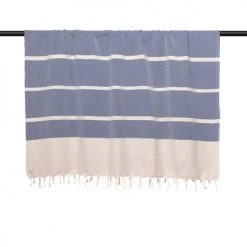 Febronie Plaids Plaid En Coton 160x250 Bleu Marine Et Taupe Clair -Plaids Soldes plaid en coton 160x250 bleu marine et taupe clair 3