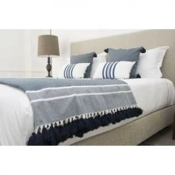 Febronie Plaids Plaid En Coton 160x250 Bleu Pétrole -Plaids Soldes plaid en coton 160x250 bleu petrole 10