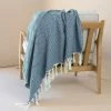 Febronie Plaids Plaid En Coton 160x250 Bleu Pétrole -Plaids Soldes plaid en coton 160x250 bleu petrole