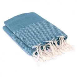 Febronie Plaids Plaid En Coton 160x250 Bleu Pétrole -Plaids Soldes plaid en coton 160x250 bleu petrole 13