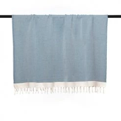 Febronie Plaids Plaid En Coton 160x250 Bleu Pétrole Et écru -Plaids Soldes plaid en coton 160x250 bleu petrole et ecru 3