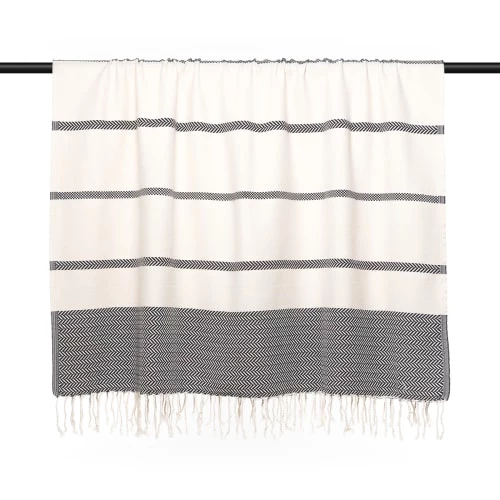 Febronie Plaids Plaid En Coton 160x250 Ecru Et Noir 6 Febronie Plaids Plaid En Coton 160x250 Ecru Et Noir – Image 4