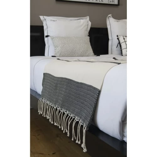 Febronie Plaids Plaid En Coton 160x250 Ecru Et Noir 3 Febronie Plaids Plaid En Coton 160x250 Ecru Et Noir