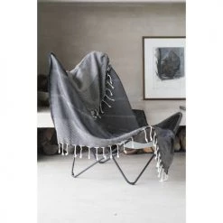 Febronie Plaids Plaid En Coton 160x250 Gris Moyen -Plaids Soldes plaid en coton 160x250 gris moyen 4