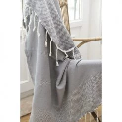 Febronie Plaids Plaid En Coton 160x250 Gris Moyen -Plaids Soldes plaid en coton 160x250 gris moyen 5