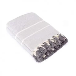 Febronie Plaids Plaid En Coton 160x250 Gris Perle -Plaids Soldes plaid en coton 160x250 gris perle 1