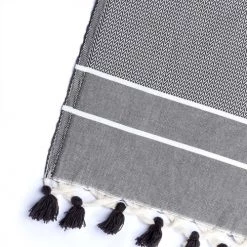 Febronie Plaids Plaid En Coton 160x250 Noir -Plaids Soldes plaid en coton 160x250 noir 2