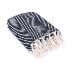 Febronie Plaids Plaid En Coton 160x250 Noir -Plaids Soldes plaid en coton 160x250 noir 7