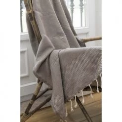 Febronie Plaids Plaid En Coton 160x250 Taupe -Plaids Soldes plaid en coton 160x250 taupe 16