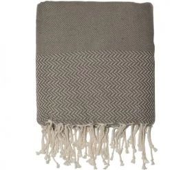 Febronie Plaids Plaid En Coton 160x250 Taupe -Plaids Soldes plaid en coton 160x250 taupe 17