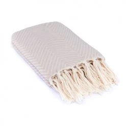 Febronie Plaids Plaid En Coton 160x250 Taupe Clair -Plaids Soldes plaid en coton 160x250 taupe clair 7