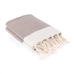 Febronie Plaids Plaid En Coton 160x250 Taupe Et écru -Plaids Soldes plaid en coton 160x250 taupe et ecru 1