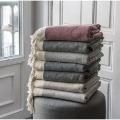 Febronie Plaids Plaid En Coton 160x250 Vert Kaki Et écru -Plaids Soldes plaid en coton 160x250 vert kaki et ecru 5