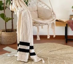 Lorena Canals Plaids Plaid En Coton Beige Et Gris 125x150 -Plaids Soldes plaid en coton beige et noir 125x150 8