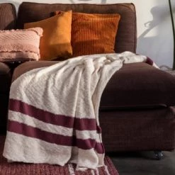 Lorena Canals Plaids Plaid En Coton Beige Et Rouge 125x150 -Plaids Soldes plaid en coton beige et rouge 125x150 5