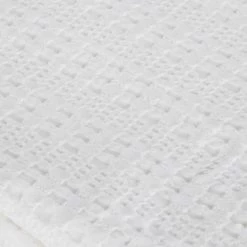 Plaids Soldes -Plaids Soldes plaid en coton bio gaufre blanc a franges 160x210 1000 3 14 210344 3