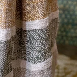 Now’s Home Plaids Plaid En Coton Et Polyester Gris Et Ocre 150cm -Plaids Soldes plaid en coton et polyester gris et ocre 150cm 2