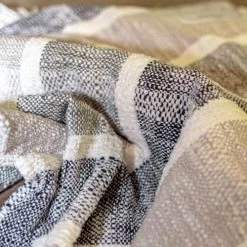 Now’s Home Plaids Plaid En Coton Et Polyester Noir Et Gris 150cm -Plaids Soldes plaid en coton et polyester noir et gris 150cm 2