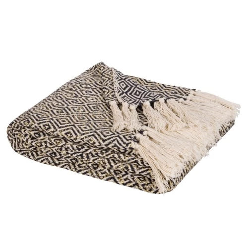 Maisons Du Monde Plaids Plaid En Coton Noir Et Blanc Motifs Graphiques 130x170 4 Maisons Du Monde Plaids Plaid En Coton Noir Et Blanc Motifs Graphiques 130x170 – Image 2